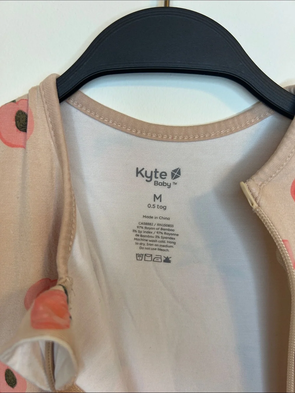 Kyte Baby Peach Print Sleep Sack - Blush Peach, Size M 0.5 tog